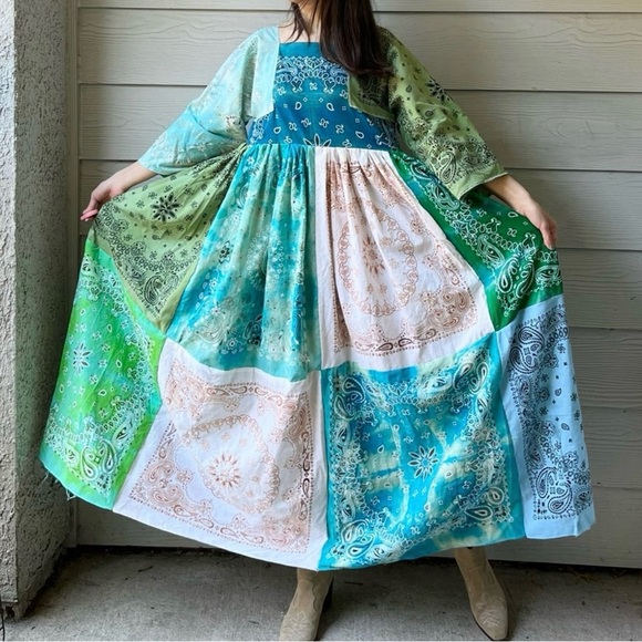 Handmade Bandana Dress/Green/Maxi SKU 72848 - Picture 5 of 10
